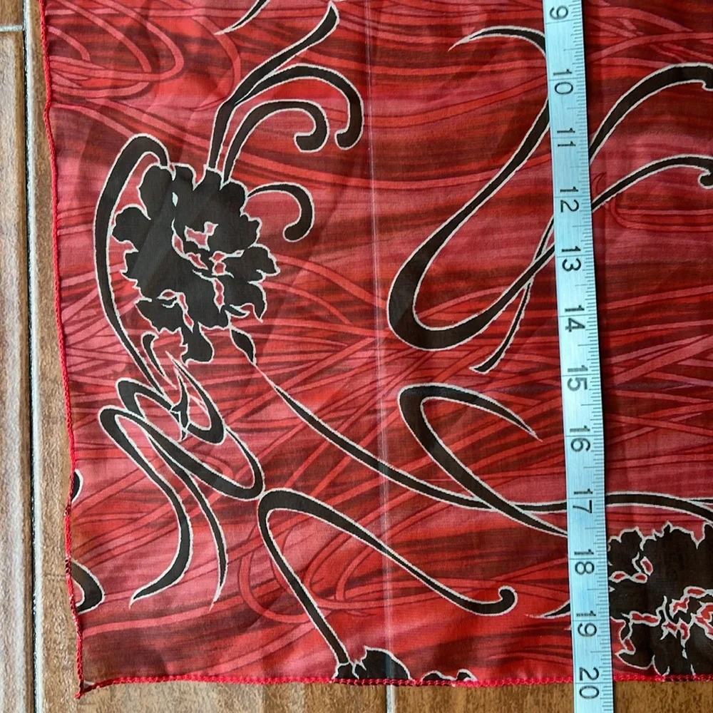 Red and Black Floral Scarf